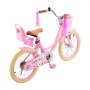 VEVOR Bicicleta Infantil 18 Pulgadas Rosa Niñas 5-8 Años Estilo Princesa, con Asiento Ajustable, Freno Delantero y Tambor Trasero, Cesta Delantera, Asiento para Muñeca y Cuadro de Acero para Paseos