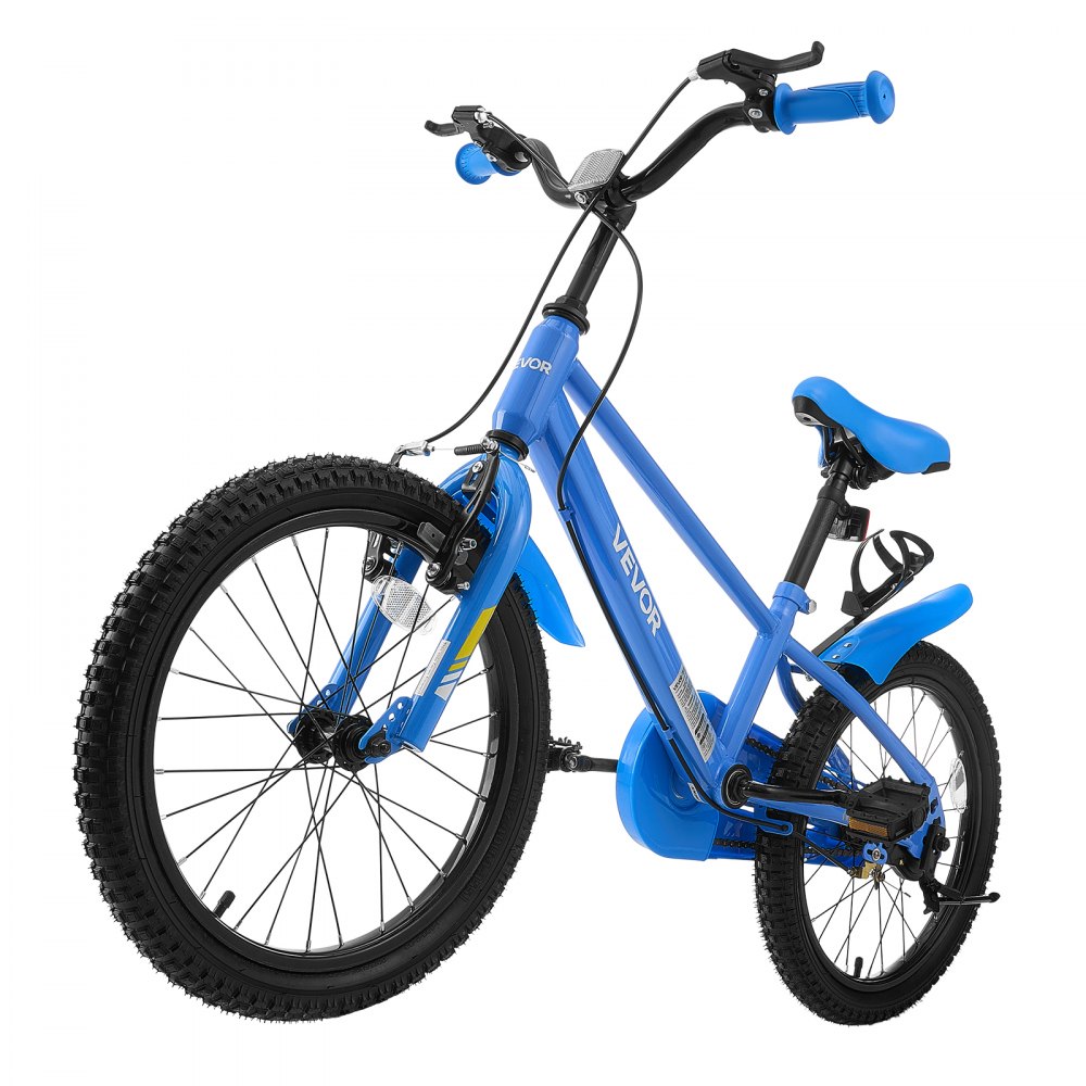 VEVOR Bicicleta Infantil 18 Pulgadas BMX Azul para Niños Niñas de 5-8 Años con Caballete, con Asiento y Manillar Ajustables, Freno Delantero y Tambor Trasero, Portavasos y Cuadro de Acero de Carbono