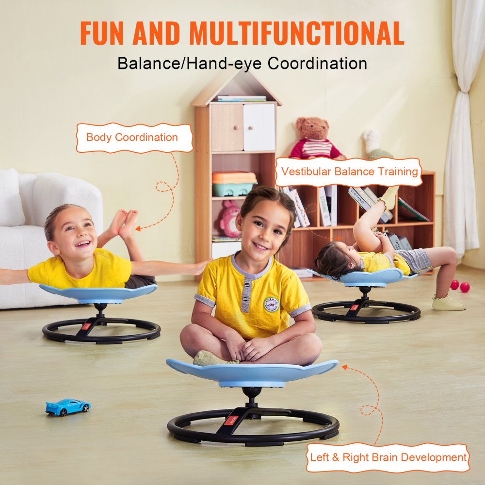 VEVOR Silla Giratoria de 360° para Niños con Forma de Elefante, Capacidad de 100 kg, Silla Sensorial con Base de Metal Antideslizante para Niños Autistas para la Coordinación, el Equilibrio, Azul