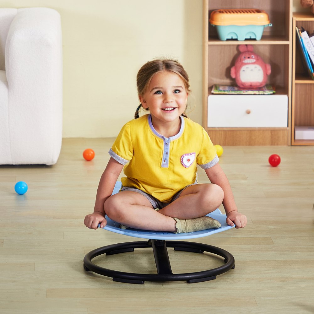 VEVOR Silla Giratoria de 360° para Niños con Forma de Elefante, Capacidad de 100 kg, Silla Sensorial con Base de Metal Antideslizante para Niños Autistas para la Coordinación, el Equilibrio, Azul