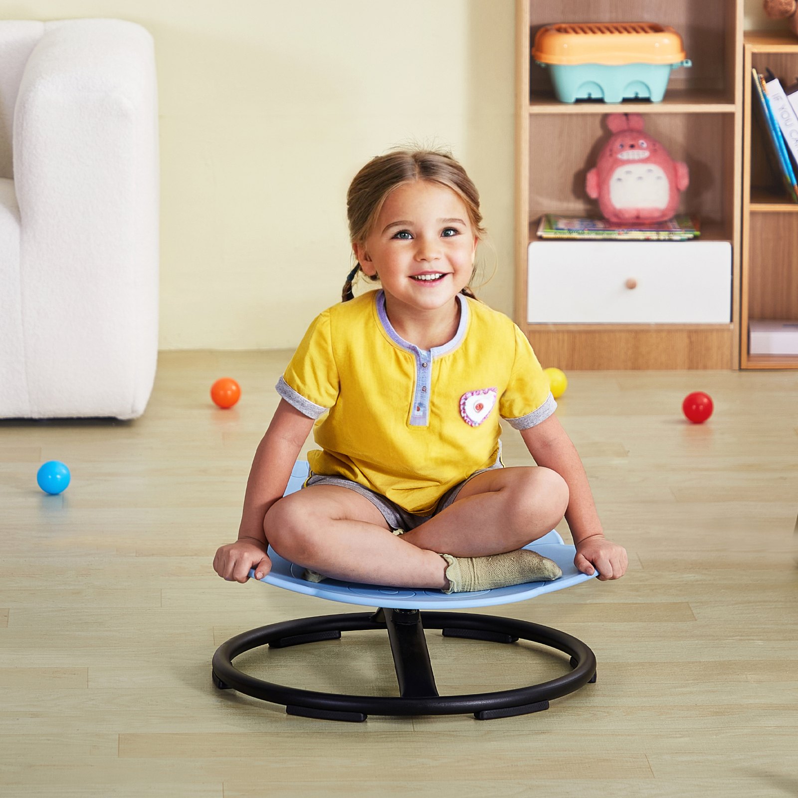 VEVOR Silla Giratoria de 360° para Niños con Forma de Elefante, Capacidad de 100 kg, Silla Sensorial con Base de Metal Antideslizante para Niños Autistas para la Coordinación, el Equilibrio, Azul