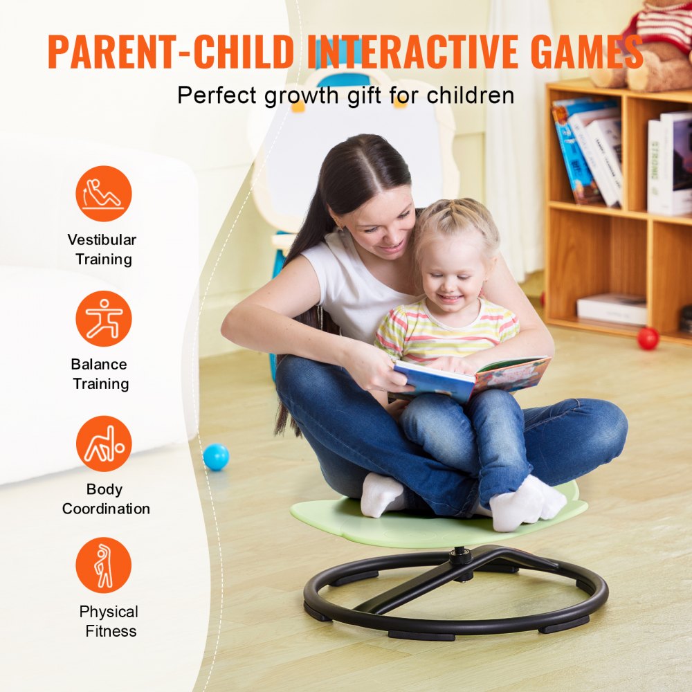 Silla giratoria para niños VEVOR Elephant, capacidad de 220 libras, silla giratoria de 360°, silla de juguete sensorial para niños autistas con base de metal antideslizante, silla para sentarse y girar para niños pequeños para la coordinación, el equilibrio y la concentración, color verde