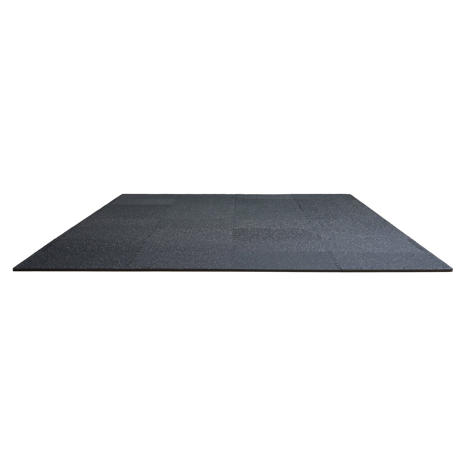 VEVOR Alfombrillas de Gimnasio de 610 x 610 x 14 mm, 12 Baldosas de Goma con Espuma EVA con Una Cobertura de 4,5 m² y Diseño de Rompecabezas Entrelazado para Gimnasio, Hogar, Garaje, Blanco y Negro