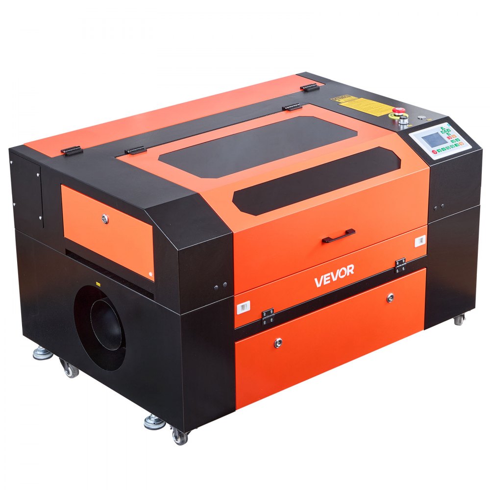 VEVOR Grabadora Láser de Dióxido de Carbono 60 W, Área Trabajo 61 x 40 cm, Asistencia de Aire 4 Pasadas, para LightBurn, CorelDRAW y RDWorks, para Madera, Acrílico y Vidrio. 1165 x 820 x 675 mm