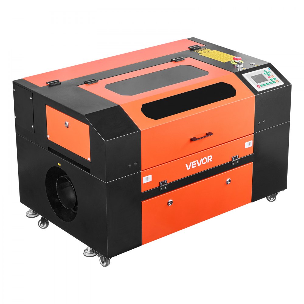 VEVOR Grabadora Láser CO2 50W, Área de Trabajo 500 x 300 mm, Máquina de Grabado Cortadora Láser con Asistencia de Aire de Paso de 4 Vías Velocidad de 600 mm/s, para Bricolaje en Madera Acrílico Cuero
