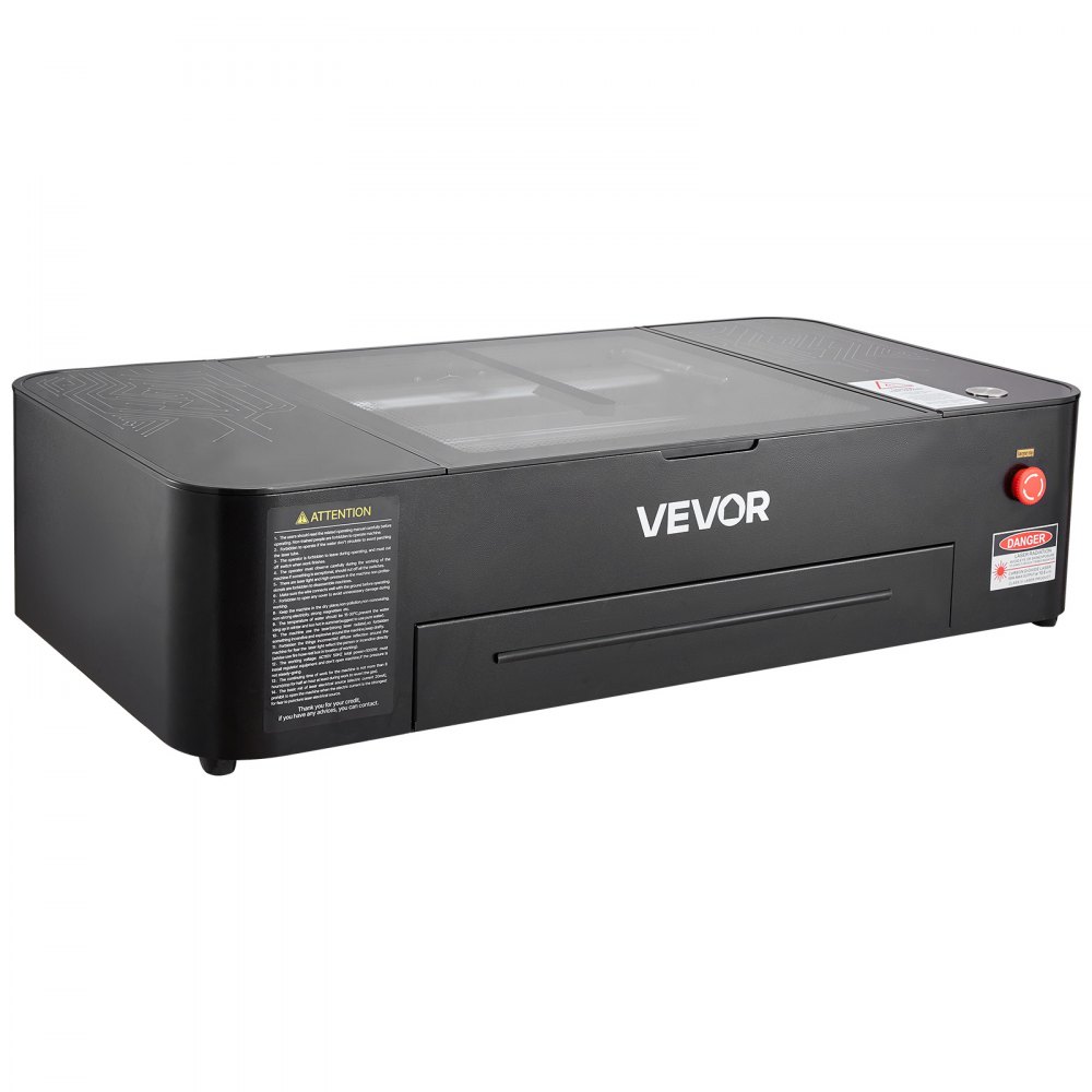 VEVOR Cortadora y Grabadora Láser CO2 55 W Área de Trabajo 500 x 300 mm, Máquina de Grabado Láser Velocidad de 500 mm/s, Compatible con LightBurn GRBL CorelDraw AutoCAD, para Madera Acrílico Vidrio