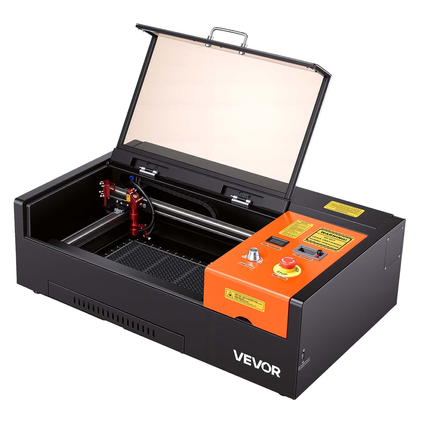 VEVOR Grabadora Láser CO2 45 W 300 x 200 mm, Máquina de Grabado Láser Precisión de 0,1 mm Velocidad 300 mm/s, Compatible con LightBurn GRBL CorelDraw AutoCAD, para Bricolaje en Madera Acrílico Vidrio