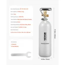 VEVOR Tanque de Dióxido de Carbono 2 kg Aleación 115 x 115 x 445 mm（Botella vacía）