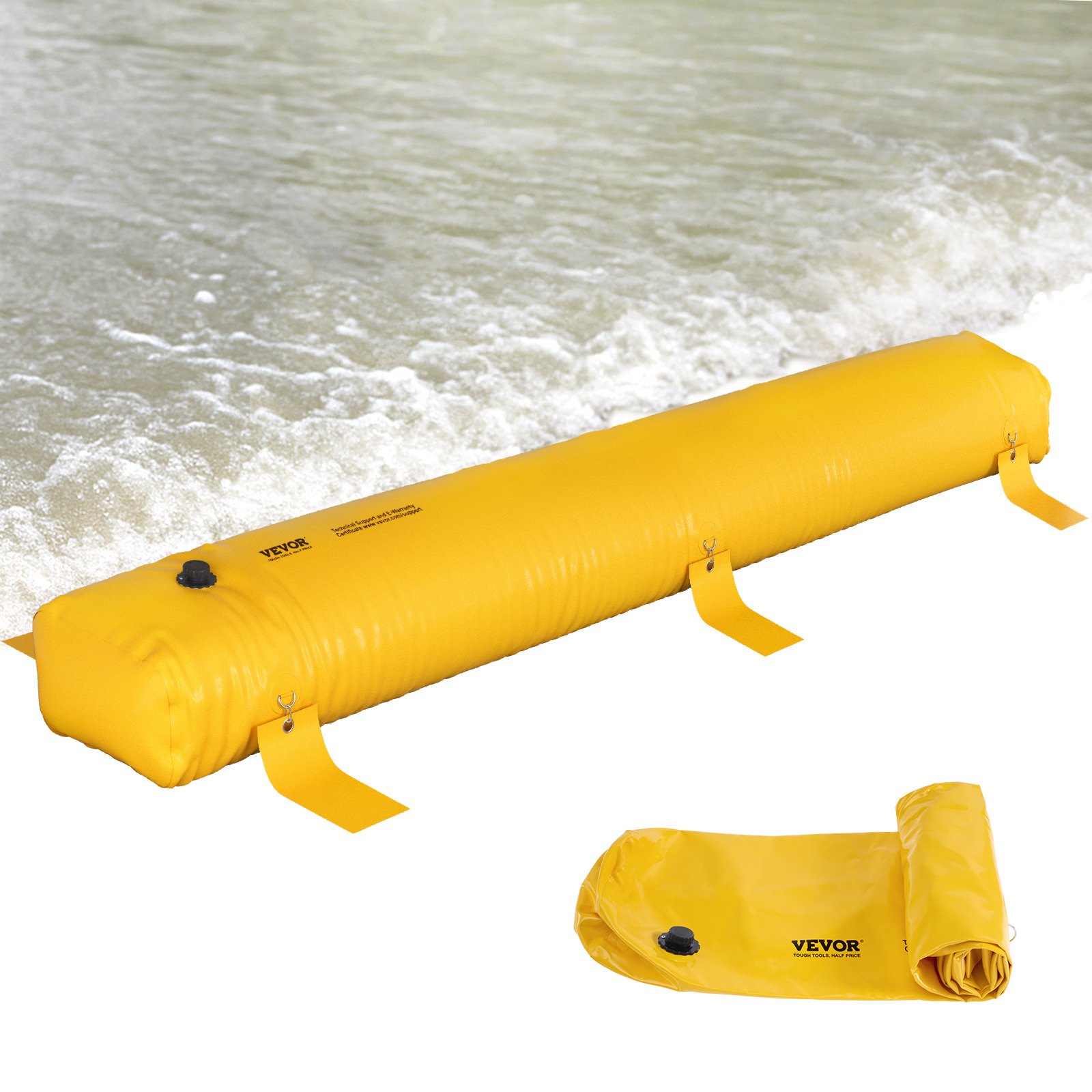 VEVOR Barrera Antiinundaciones 3,66 m Largo x 30,5 cm Alto, Bolsas contra Inundaciones Alternativas a los Sacos de Arena, Barrera contra Inundaciones de PVC Impermeable, para Puerta de Garaje
