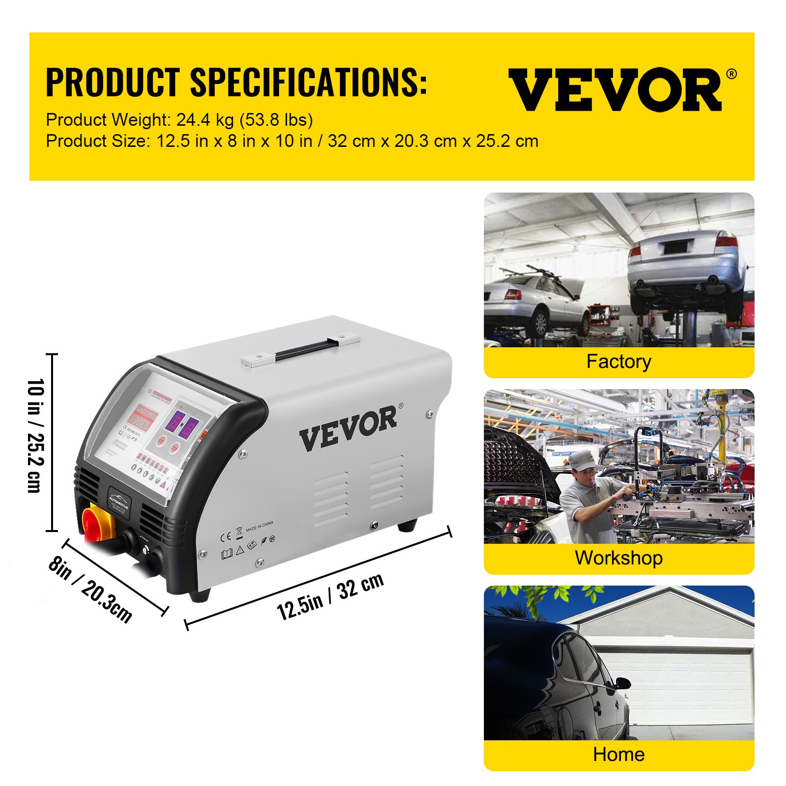 VEVOR Soldador de Reparación de Automóviles Abolladuras Coche 3,500A Soldadura Eléctrica 0,6-1,2 mm Máquina de Reparación de Carrocería Automática