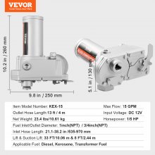 VEVOR Bomba de Transferencia de Combustible Diésel 12 V 15 GPM 56 L/min 1/5 HP