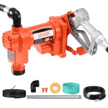 VEVOR Bomba de Transferencia de Combustible 12 V CC 20 GPM 1/4 HP Extractor con Boquilla Manual, Manguera de Descarga, Tubo de Succión, para Gasolina, Diésel, Queroseno, Mezclas de Etanol y Metanol
