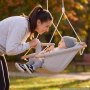 VEVOR Baby Swing 30 kg Weight Capacity 3 Modes Canvas Hammock Swing Gray, for Indoor and Outdoor, 5-Point Harness and Tree Straps, Wooden Hanging Seat with Integrated Cushion for Baby to Toddler