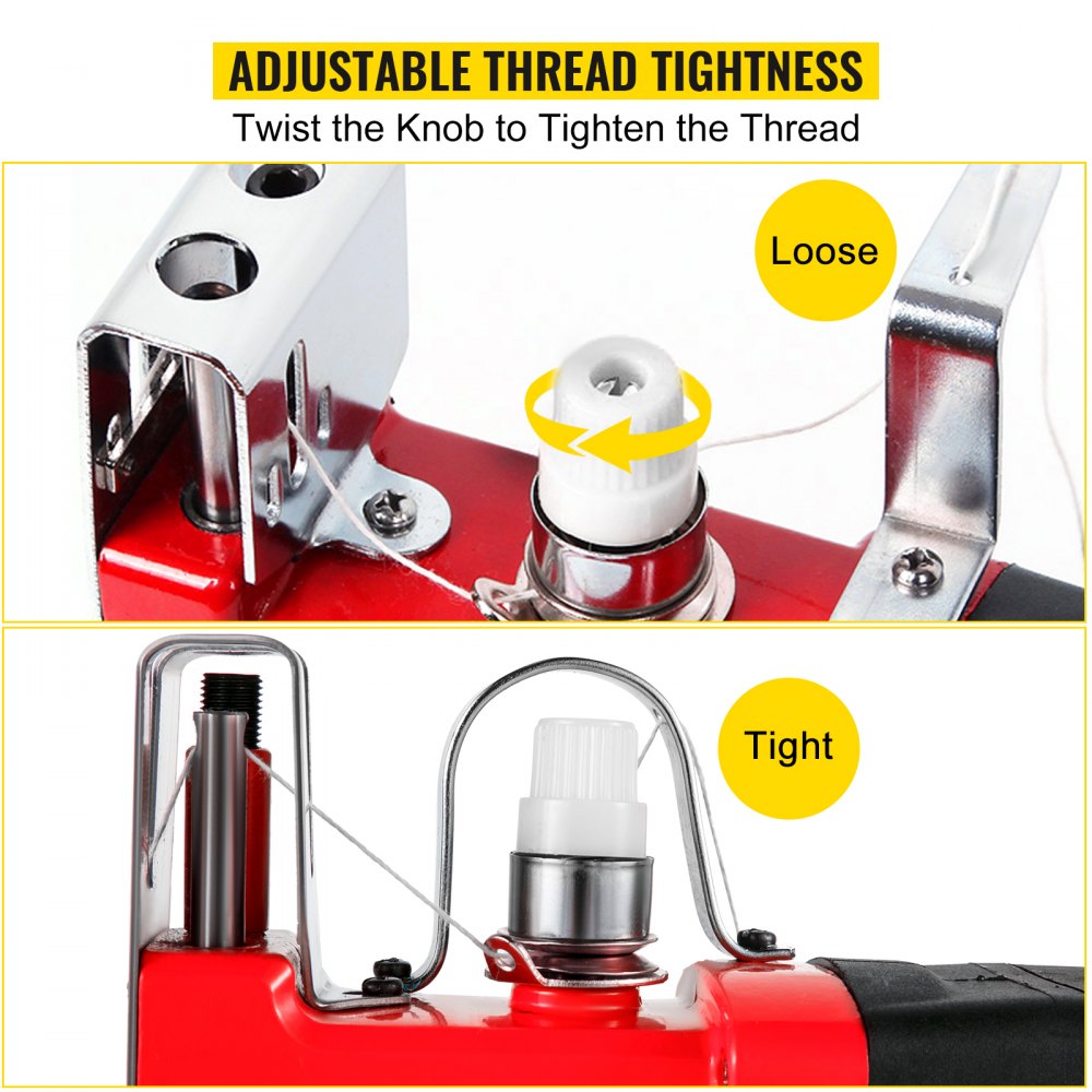 Vevor Máquina De Coser Eléctrica 220 V Máquina Cosedora Portátil Rojo Para Sacos