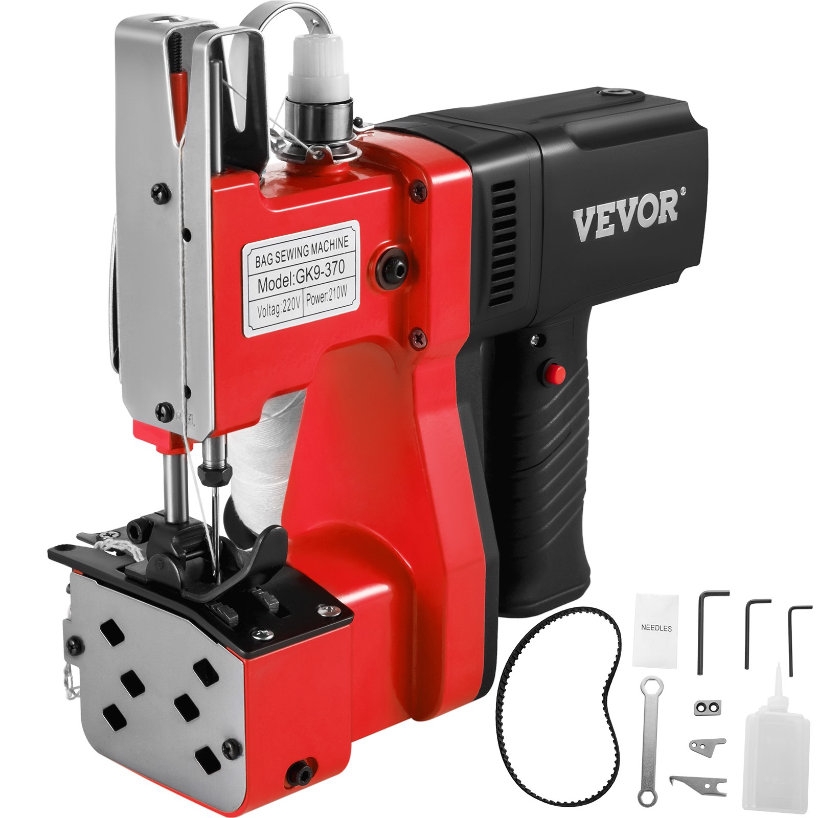 Vevor Máquina De Coser Eléctrica 220 V Máquina Cosedora Portátil Rojo Para Sacos