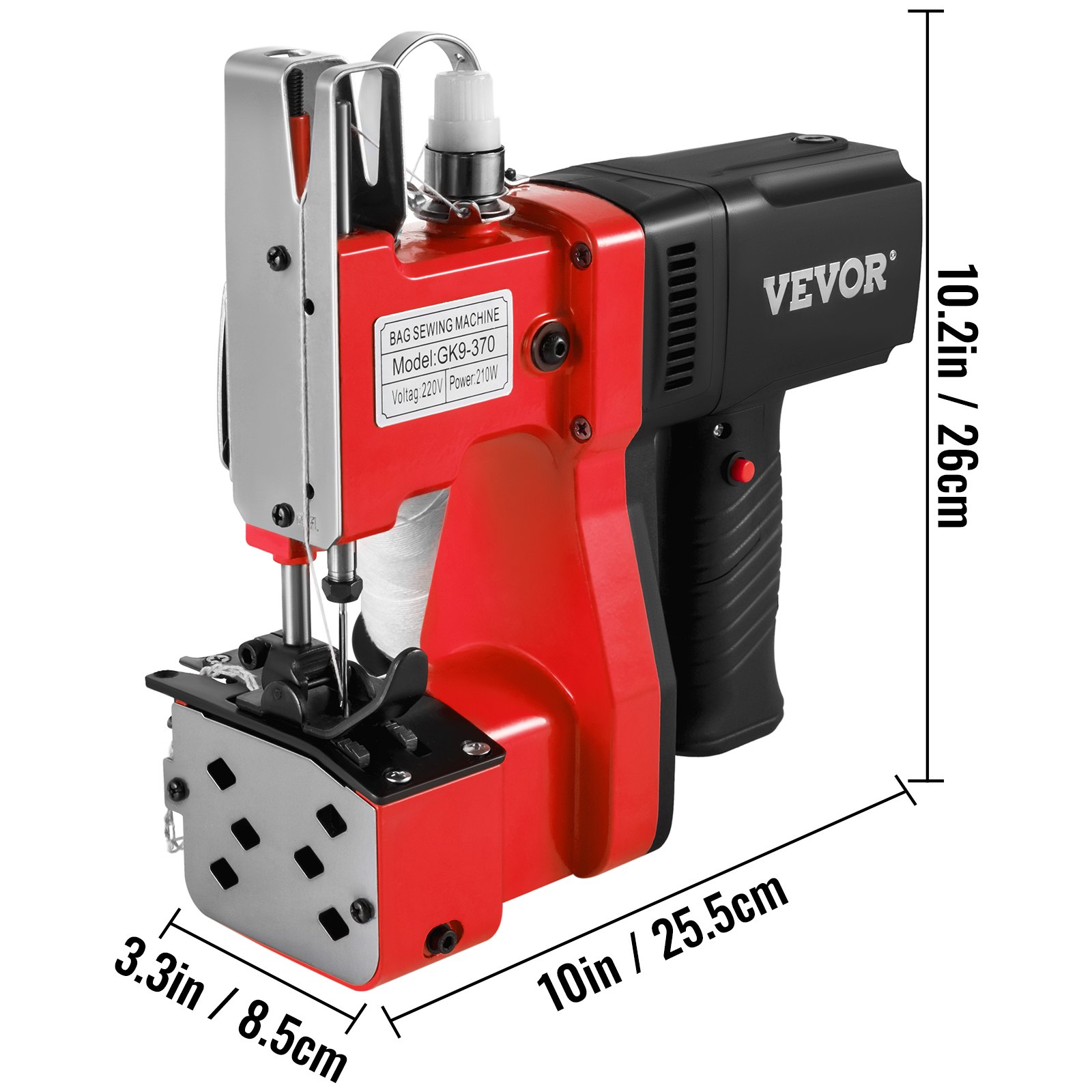 Vevor Máquina De Coser Eléctrica 220 V Máquina Cosedora Portátil Rojo Para Sacos