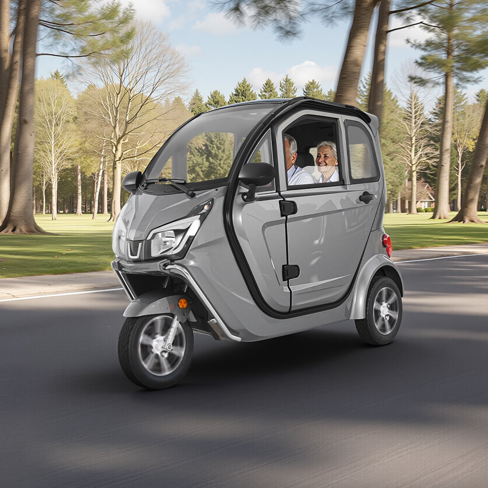 VEVOR Patinete Eléctrico de Movilidad 3 Ruedas para Personas Mayores, 1500 W, 295 kg de Carga, 60 km de Autonomía, Desbloqueo Remoto, Todoterreno, Velocidad Máxima 25 km/h, 2050 x 1100 x 1640 mm