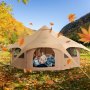 VEVOR Tienda de Campana de Lona de 5m, Carpa de Yurta para 4 Estaciones, Tienda de Campaña Familiar con Agujero para Estufa de Leña y Bolsas de Almacenamiento para Glamping de hasta 8 Personas, Fiesta
