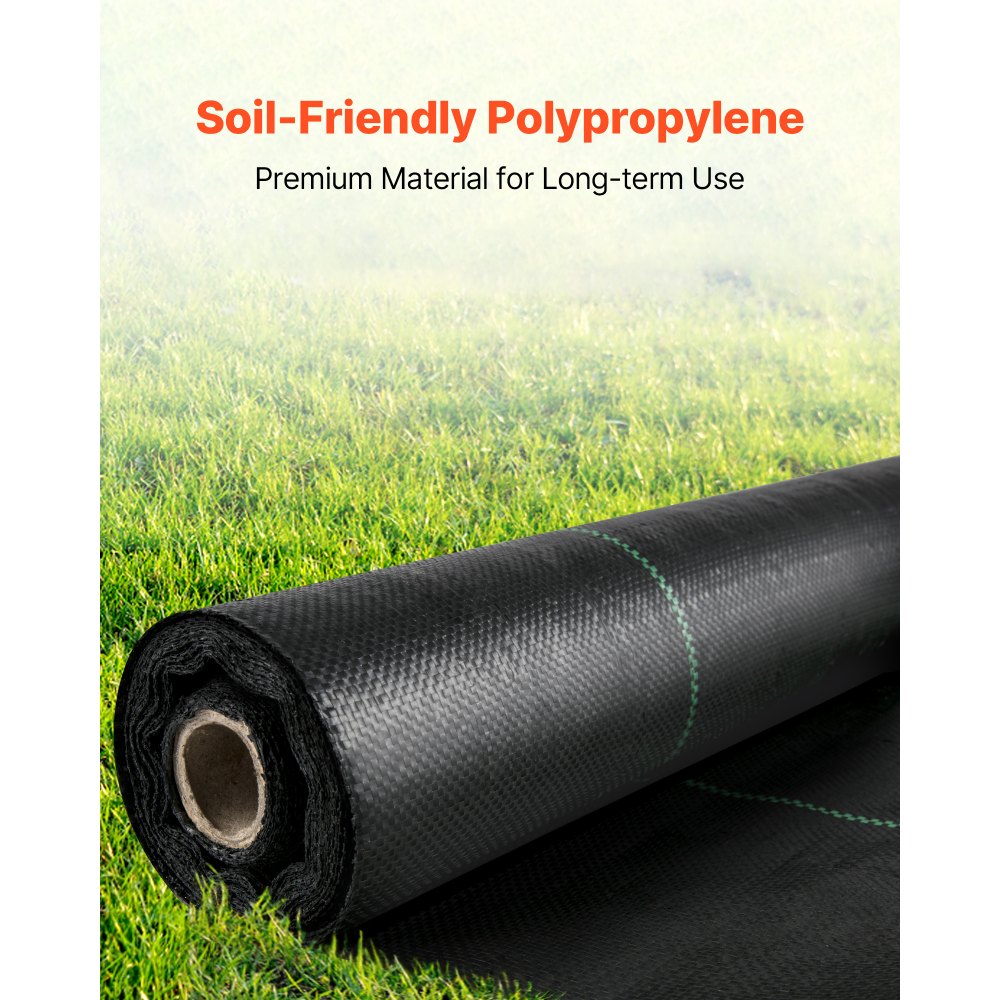 VEVOR Tejido Acolchado 0,9 x 15,2 m Paño de Control de Malezas Geotextil Lona para Jardín PP Densidad de Alta Permeabilidad Base Textil de 5 oz para Cobertura de Suelo Jardinería Agricultura