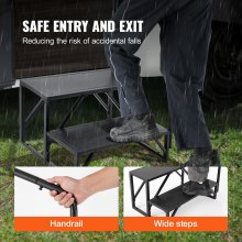 VEVOR Escalera para Vehículo Recreativo de 2 Escalones, Carga de 199,58 kg, Pasamanos de Acero al Carbono Engrosado Escalones Antideslizantes, para Vehículos Recreativos, Remolques, Autocaravanas