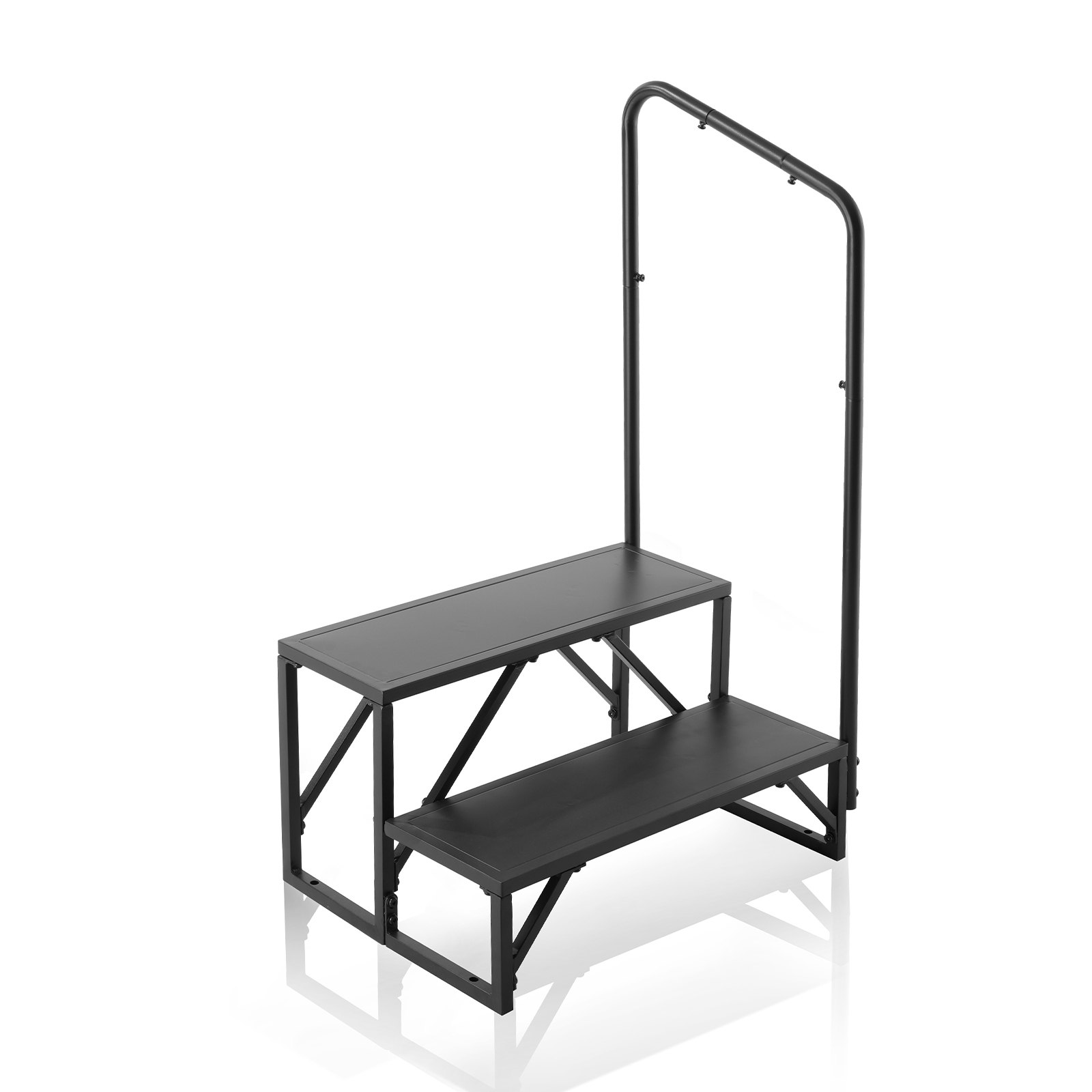 VEVOR Escalera para Vehículo Recreativo de 2 Escalones, Carga de 199,58 kg, Pasamanos de Acero al Carbono Engrosado Escalones Antideslizantes, para Vehículos Recreativos, Remolques, Autocaravanas