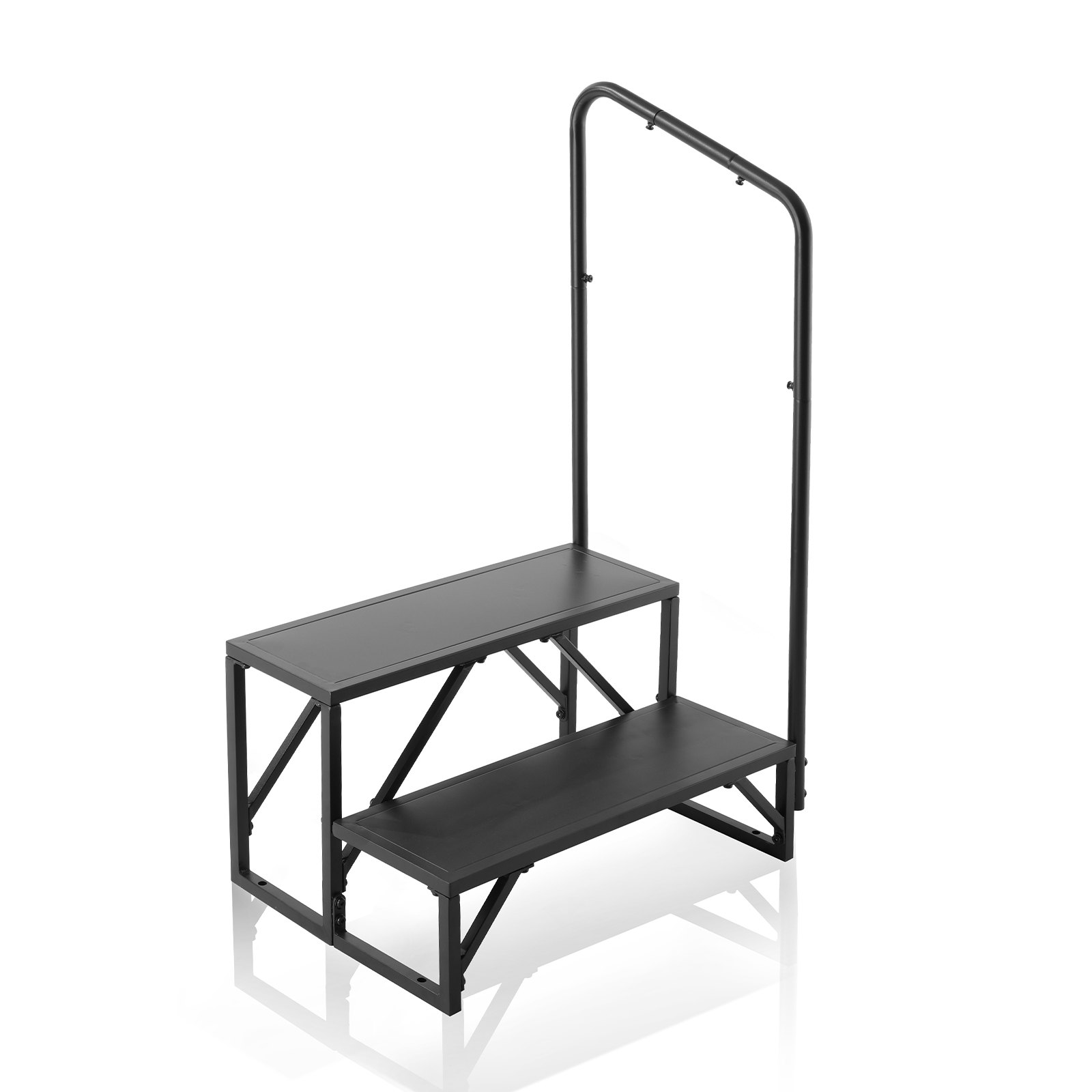 VEVOR Escalera para Vehículo Recreativo de 2 Escalones, Carga de 199,58 kg, Pasamanos de Acero al Carbono Engrosado Escalones Antideslizantes, para Vehículos Recreativos, Remolques, Autocaravanas
