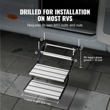 VEVOR Escalera para Vehículo Recreativo de 2 Escalones Carga de 199,58 kg Escaleras Retráctiles Manuales Antideslizantes de aleación de aluminio, para Vehículos Recreativos, Remolques, Autocaravanas
