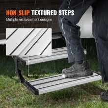 VEVOR Escalera para Vehículo Recreativo de 2 Escalones Carga de 199,58 kg Escaleras Retráctiles Manuales Antideslizantes de aleación de aluminio, para Vehículos Recreativos, Remolques, Autocaravanas