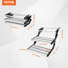 VEVOR Escalera para Vehículo Recreativo de 2 Escalones Carga de 199,58 kg Escaleras Retráctiles Manuales Antideslizantes de aleación de aluminio, para Vehículos Recreativos, Remolques, Autocaravanas