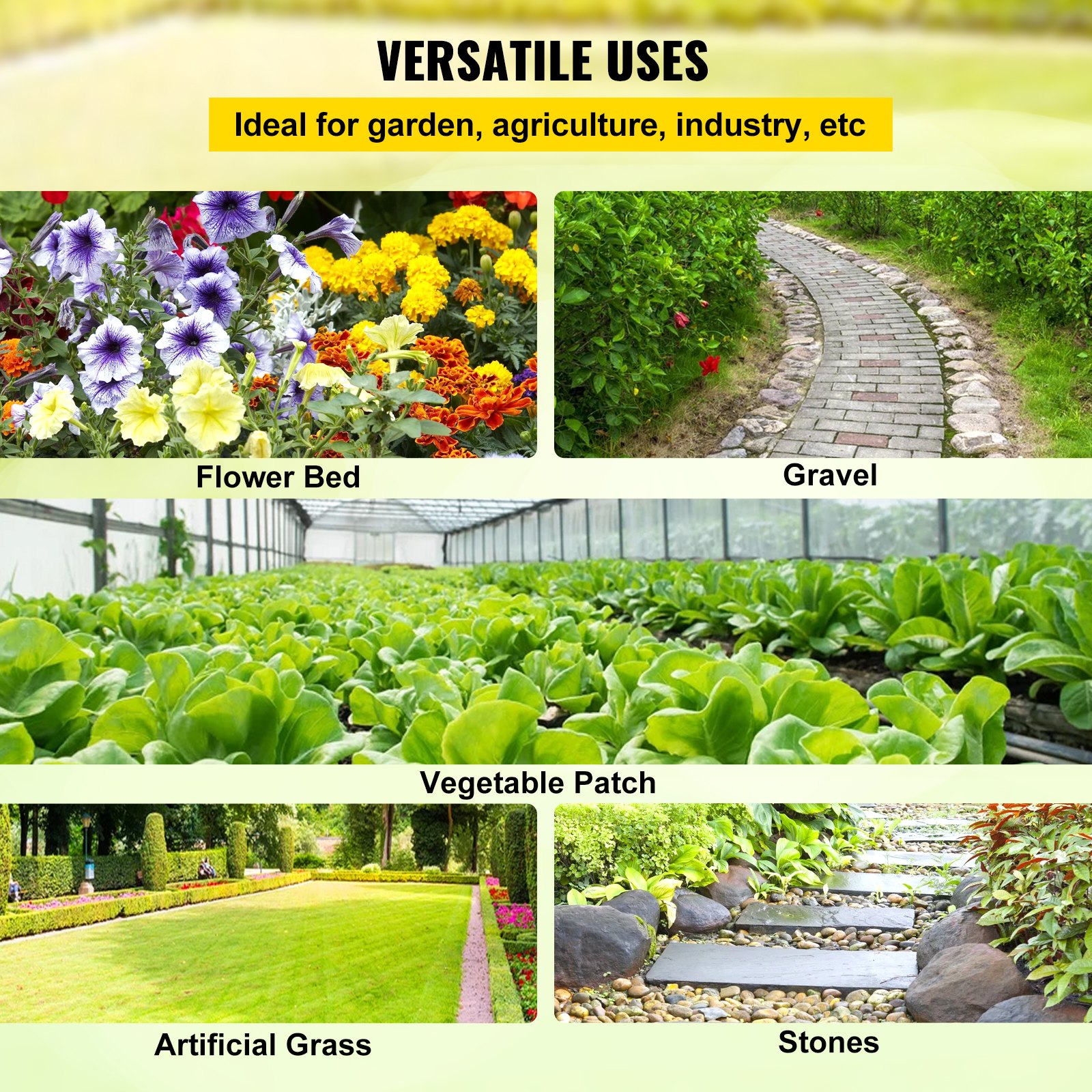 VEVOR Tejido Acolchado 1,2 x 91,4 m Paño de Control de Malezas Geotextil Lona para Jardín PP Densidad de Alta Permeabilidad Base Textil de 5,8 oz para Cobertura de Suelo Jardinería Agricultura