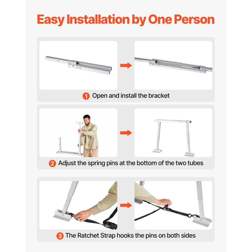 VEVOR Estabilizador Universal de Parachoques, para Autocaravanas, Remolques y Semirremolques, Compacto y Plegable, Altura Ajustable de 304,8 a 711,2 mm, 2 Unidades, 1440 x 115 x 711 mm, Plata