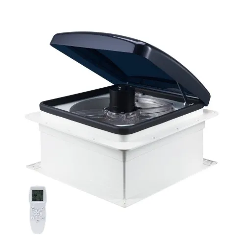 VEVOR Ventilador de Ventilación para Techo de RV, Potente Ventilador Reversible de 10 Velocidades con Control Remoto, Motor de CC Incorporado, Tapa Superior Eléctrica, 410 x 410 x 252 mm, Blanco