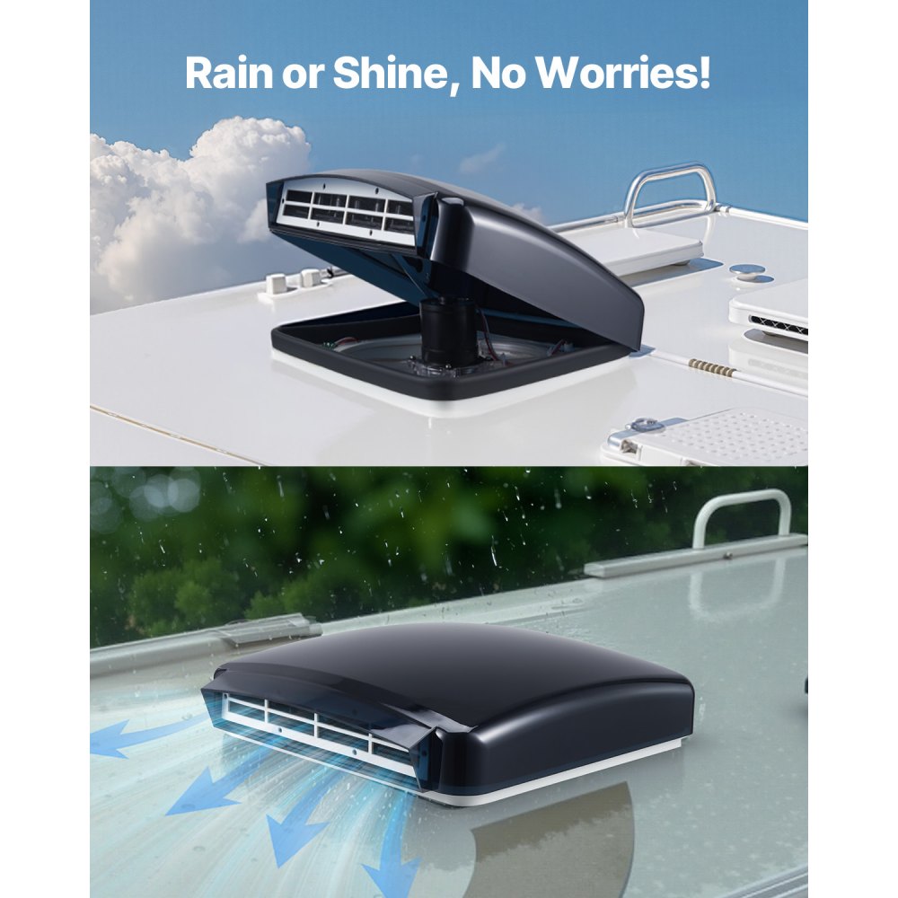VEVOR Motorhome Fan 410x410x252 mm, Roof Fan 12 V, Reversible Fan with 10 Speeds & Remote Control, Rain Cover, Electric Lid, Exhaust Fan, Roof Vent Suitable for RV Roof Openings
