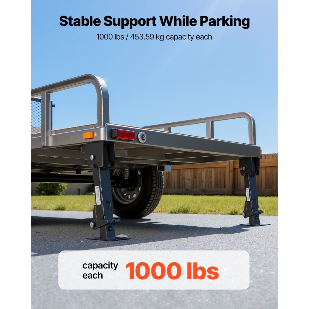 VEVOR Telescoping Stabilizer Jack, 2PCS Telescoping Folding Trailer Jack, Trailer Swing Down Stabilizer Jack for RV Trailer, Supports 453.59kg Capacity Each, Adjustable from 297.18mm to 462.28mm