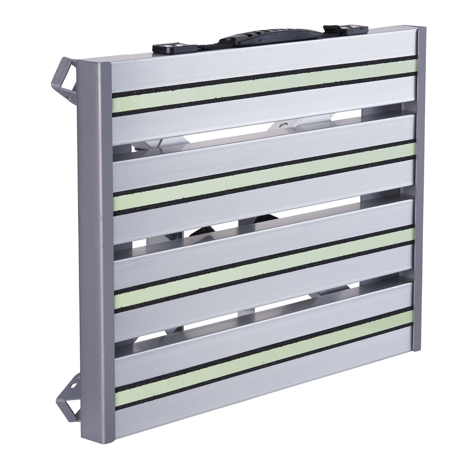 VEVOR Taburete Plegable de Aleación de Aluminio Taburete Portátil Carga de 150 kg 4 Alturas Ajustables con Amplia Superficie Antideslizante, Pies de Goma, Tiras Reflectantes, Mango para Autocaravana