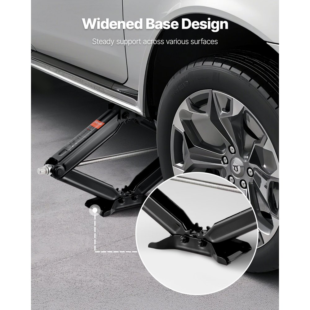 VEVOR Gatos de Tijera de 2277 kg para Autocaravanas, 2 uds, con Manivela, Nivel de Burbuja y Enchufe, no Se Doblan ni Deforman Fácilmente, 665 x 182 x 103 mm, Rango de Elevación de 10 a 60 cm