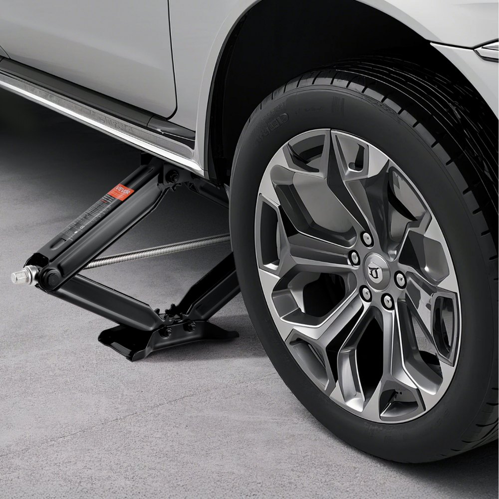 VEVOR Gatos de Tijera de 2277 kg para Autocaravanas, 2 uds, con Manivela, Nivel de Burbuja y Enchufe, no Se Doblan ni Deforman Fácilmente, 665 x 182 x 103 mm, Rango de Elevación de 10 a 60 cm