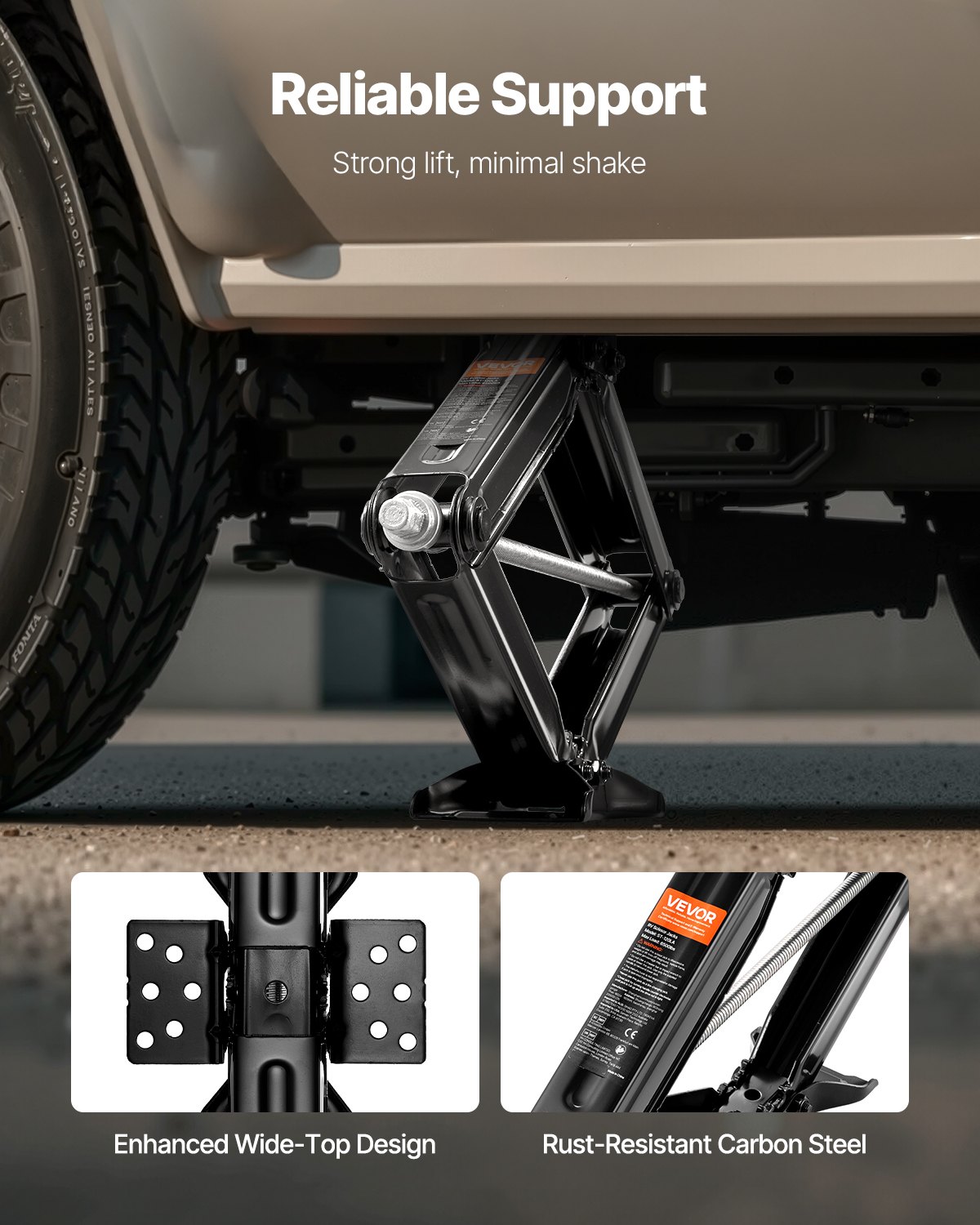 VEVOR Gatos de Tijera de 2277 kg para Autocaravanas, 2 uds, con Manivela, Nivel de Burbuja y Enchufe, no Se Doblan ni Deforman Fácilmente, 665 x 182 x 103 mm, Rango de Elevación de 10 a 60 cm