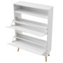 Zapatero blanco VEVOR con patas de madera y dos compartimentos abatibles para guardar zapatos de forma organizada.