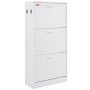 VEVOR Narrow Shoe Cabinet, White Shoe Rack, 600 x 237 x 1200 mm, Shoe Cabinet with 3 Drop-Down Doors + Top Storage Compartment, Shoe Chest with 45.35 kg Load Capacity, Solid Wood Shoe Storage Cabinet for Hallway