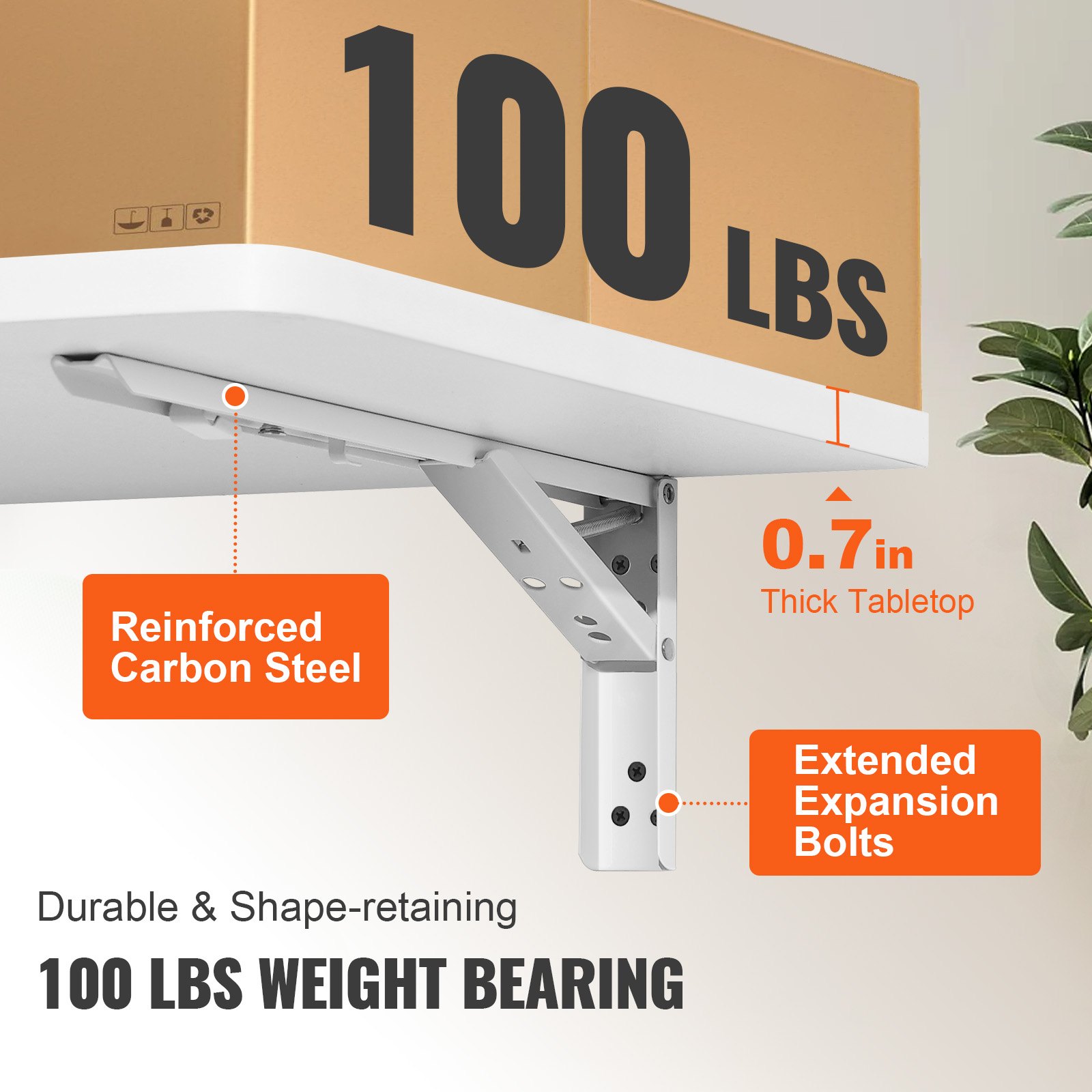 VEVOR Mesa Plegable de Pared 60x39,7x15 cm Escritorio Plegable de Pared Hecho de Tablero de Partículas Mesa Abatible Carga 45kg Instalación Fácil para Espacios Limitados Cocina Comedor Dormitorio Loft
