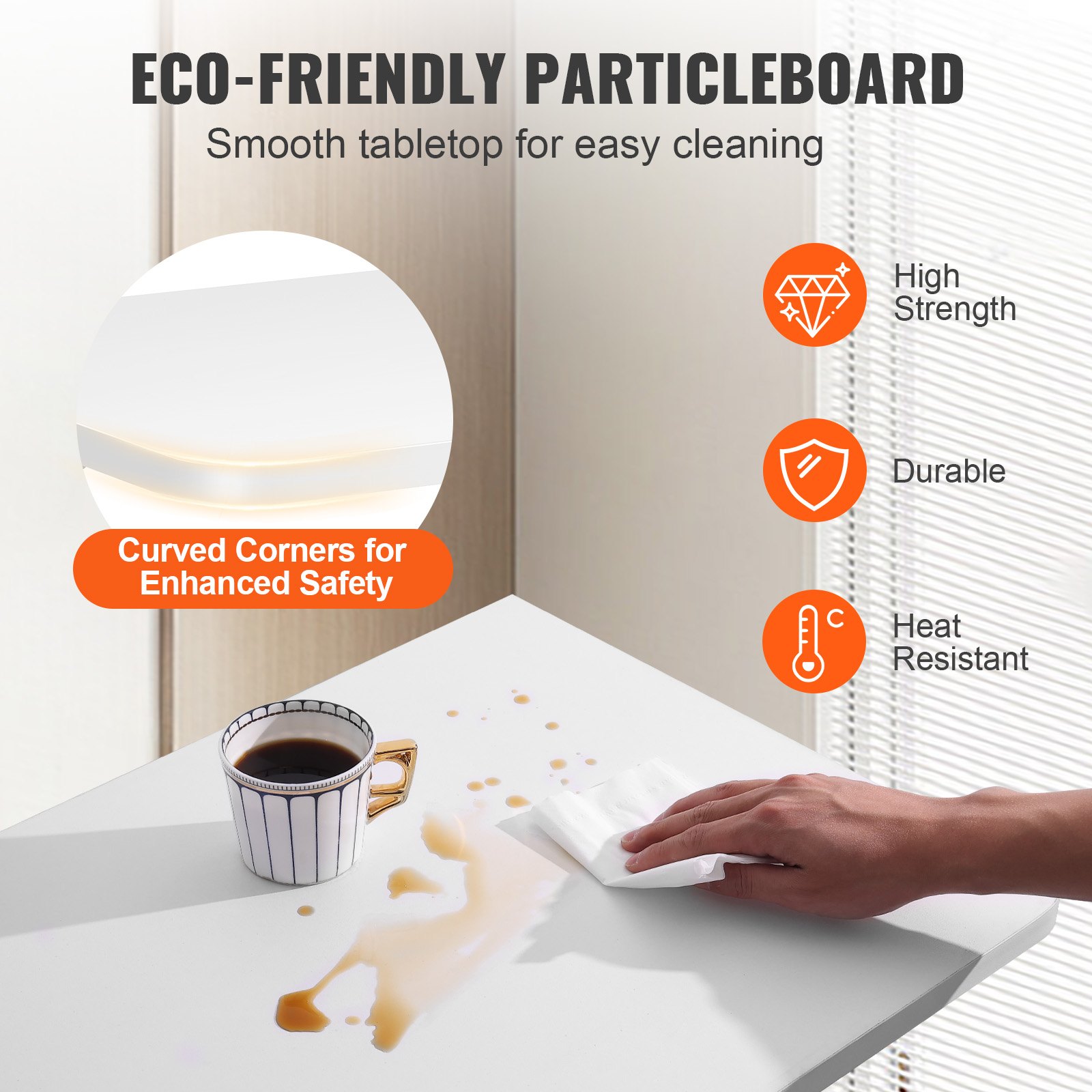 VEVOR Mesa Plegable de Pared 60x39,7x15 cm Escritorio Plegable de Pared Hecho de Tablero de Partículas Mesa Abatible Carga 45kg Instalación Fácil para Espacios Limitados Cocina Comedor Dormitorio Loft