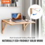 Mesa plegable de pared VEVOR con computadora portátil, taza de café y útiles de oficina, que muestra textura de madera.