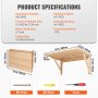 Especificaciones de la mesa plegable de pared VEVOR: 31,5 x 23,6 x 17,24 pulgadas, tablero de 0,7 pulgadas, 31,5 x 21 x 3,8 pulgadas plegada.