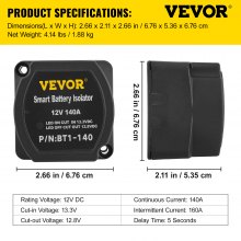 VEVOR Kit de Relé de Carga Dividida para Baterías 12 V Relé Sensible al Voltaje 5 m Utv Camión