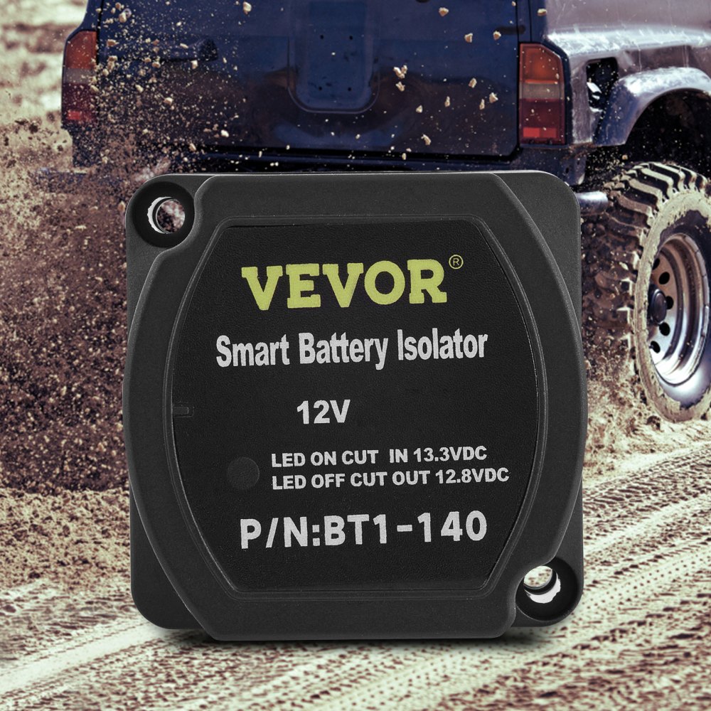 VEVOR Relé Sensible al Voltaje de 12 V Relé de Carga Dividida Cable de Batería Rojo de 4 m Relé Sensible de Voltaje Plástico de Nailon Kit de Relé de Cargador Dividido con Accesorios Completos