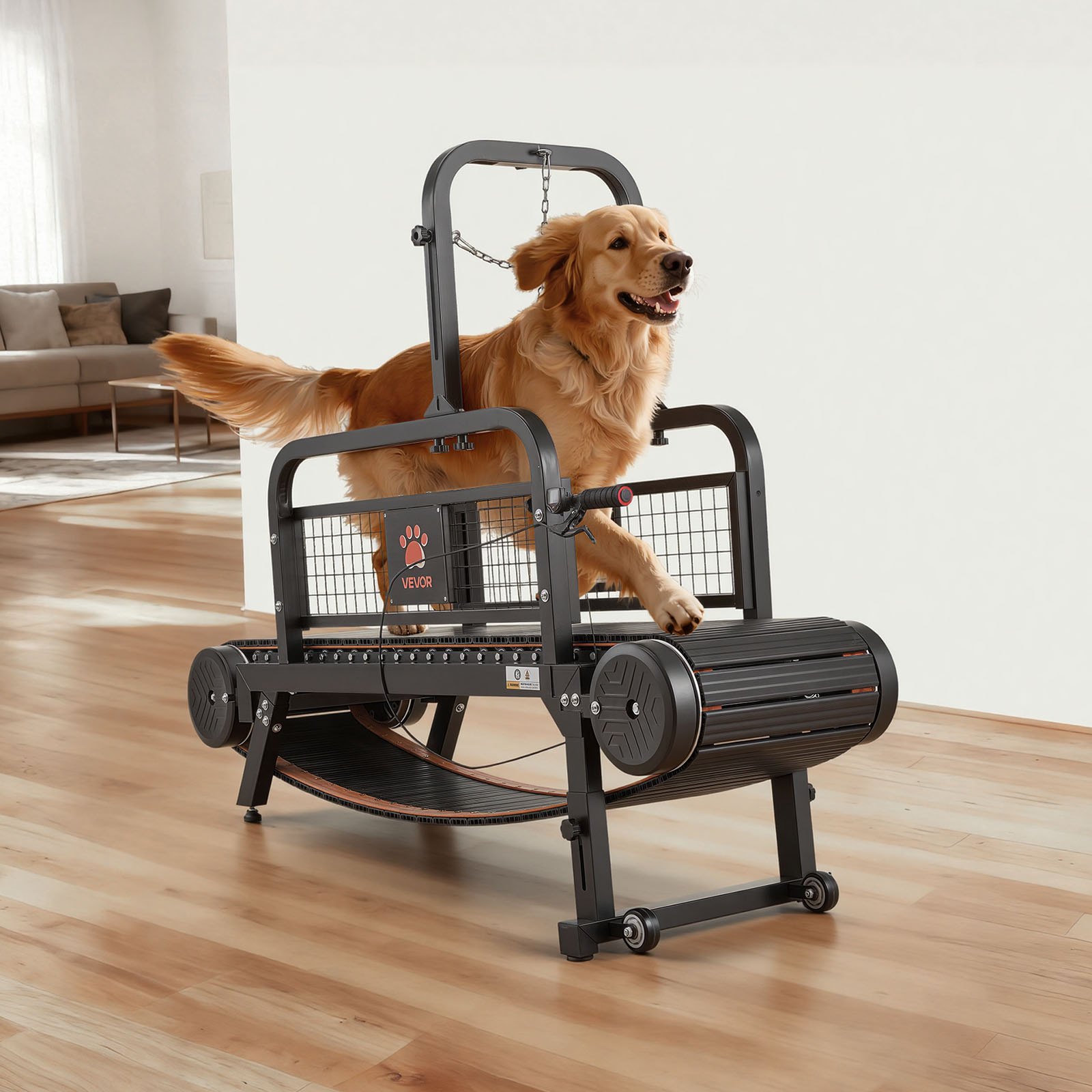 VEVOR Cinta de Correr para Perros Grandes Medianos sin Motor 191 x 57 x 140 cm, Soporte 199,58 kg, Máquina de Ejercicio Interior Perros, con Rampa Ajustable y Ruedas, Altura de Inclinación de 11 cm