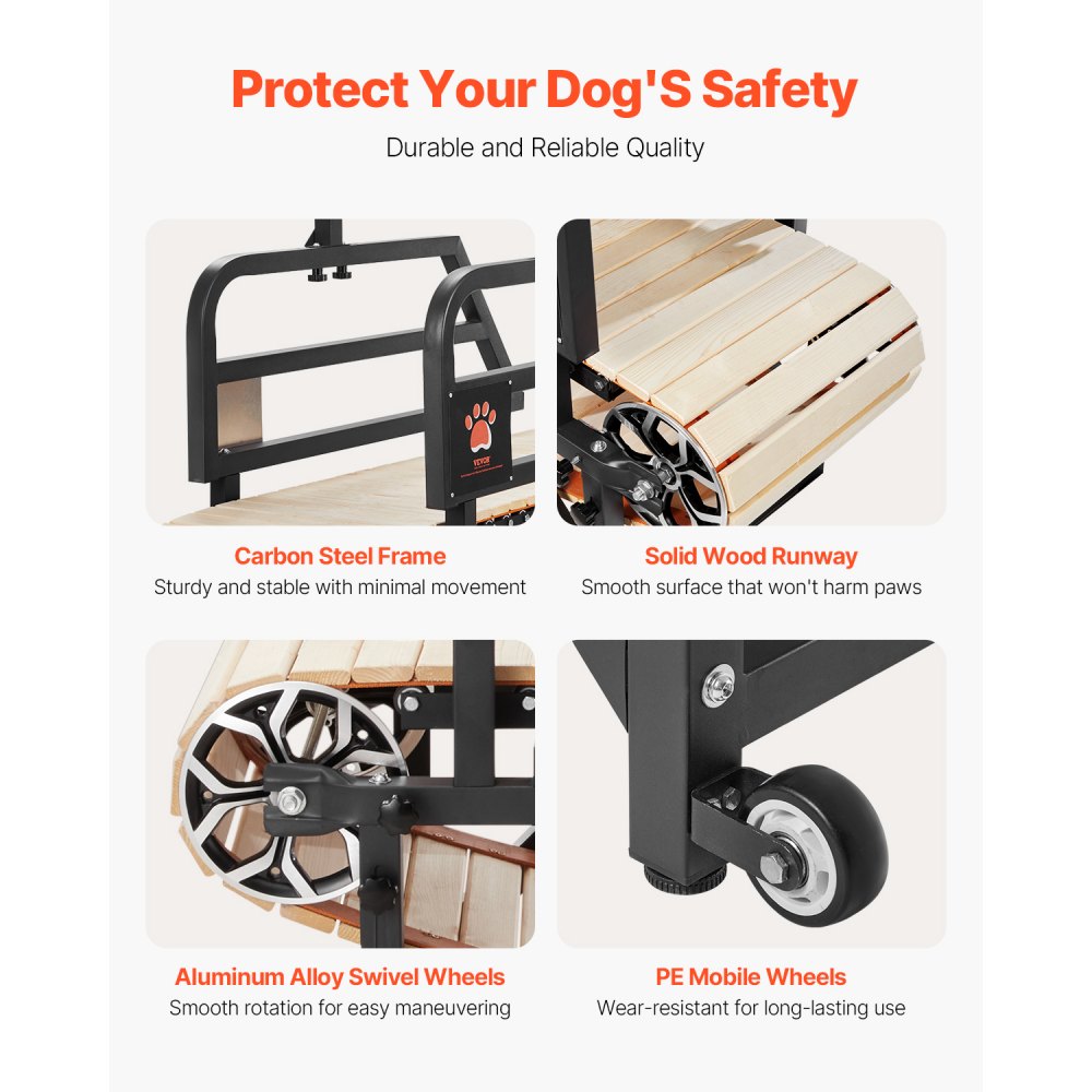 VEVOR Cinta de Correr para Perros Grandes de 190 x 56 x 143 cm, Capacidad de Carga de 100 kg, Máquina para Correr para Perros con Rampas Ajustables, Equipo de Ejercicio para Perros Grandes, Negro