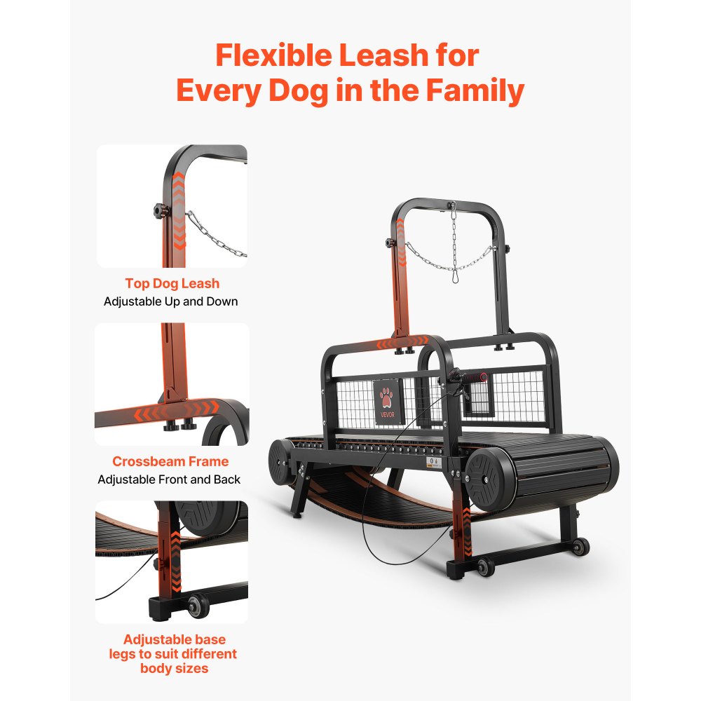 VEVOR Cinta de Correr para Perros Pequeños Medianos sin Motor 175 x 51 x 136 cm, Soporte 199,58 kg, Máquina de Ejercicio Interior Perros con Rampa Ajustable y Ruedas, Altura de Inclinación de 11 cm