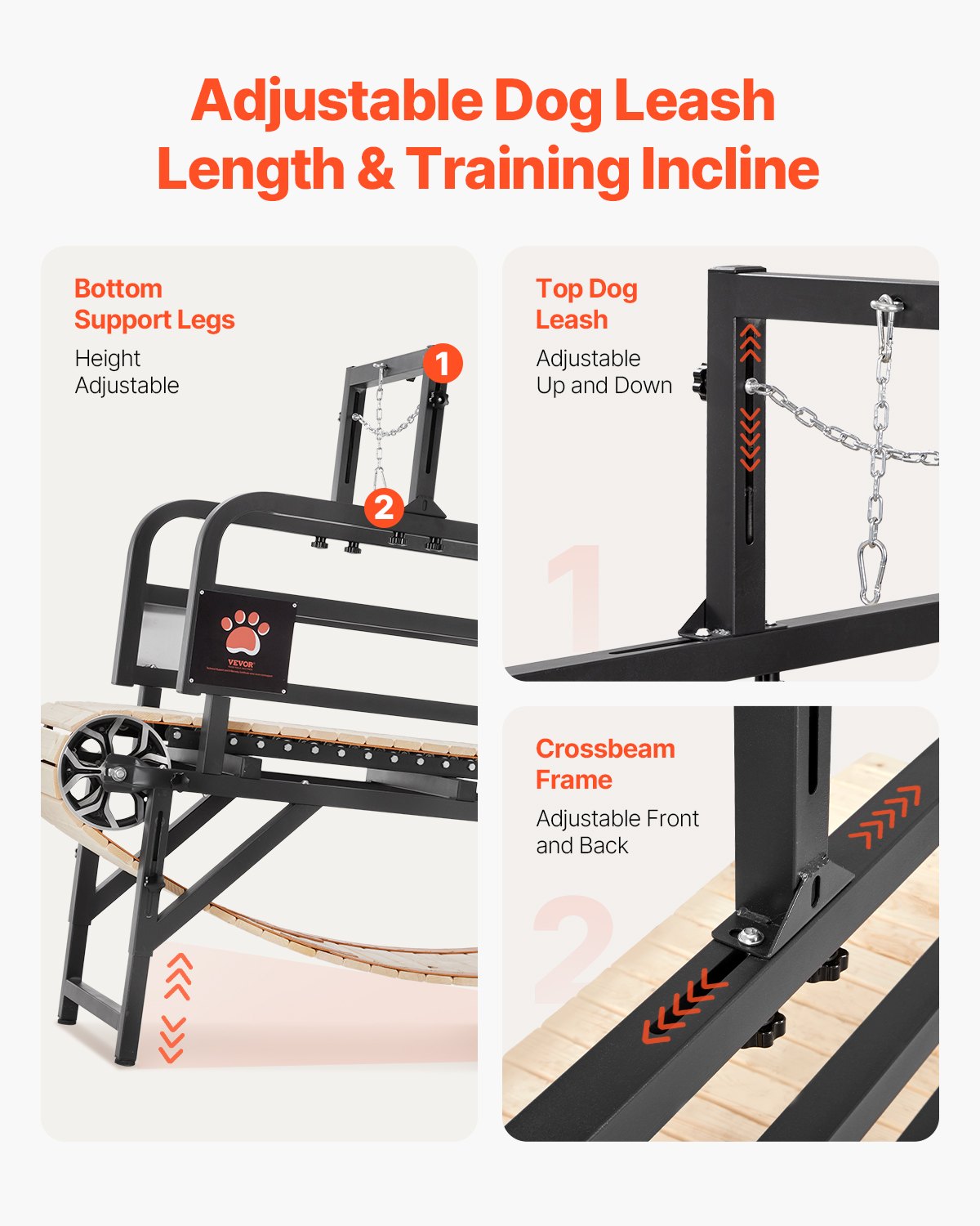 VEVOR Cinta de Correr para Perros Medianos de 175 x 51 x 130 cm Capacidad de Carga de 100 kg Máquina para Correr para Perros con Rampas Ajustables, Equipo de Ejercicio para Perros Medianos, Negro